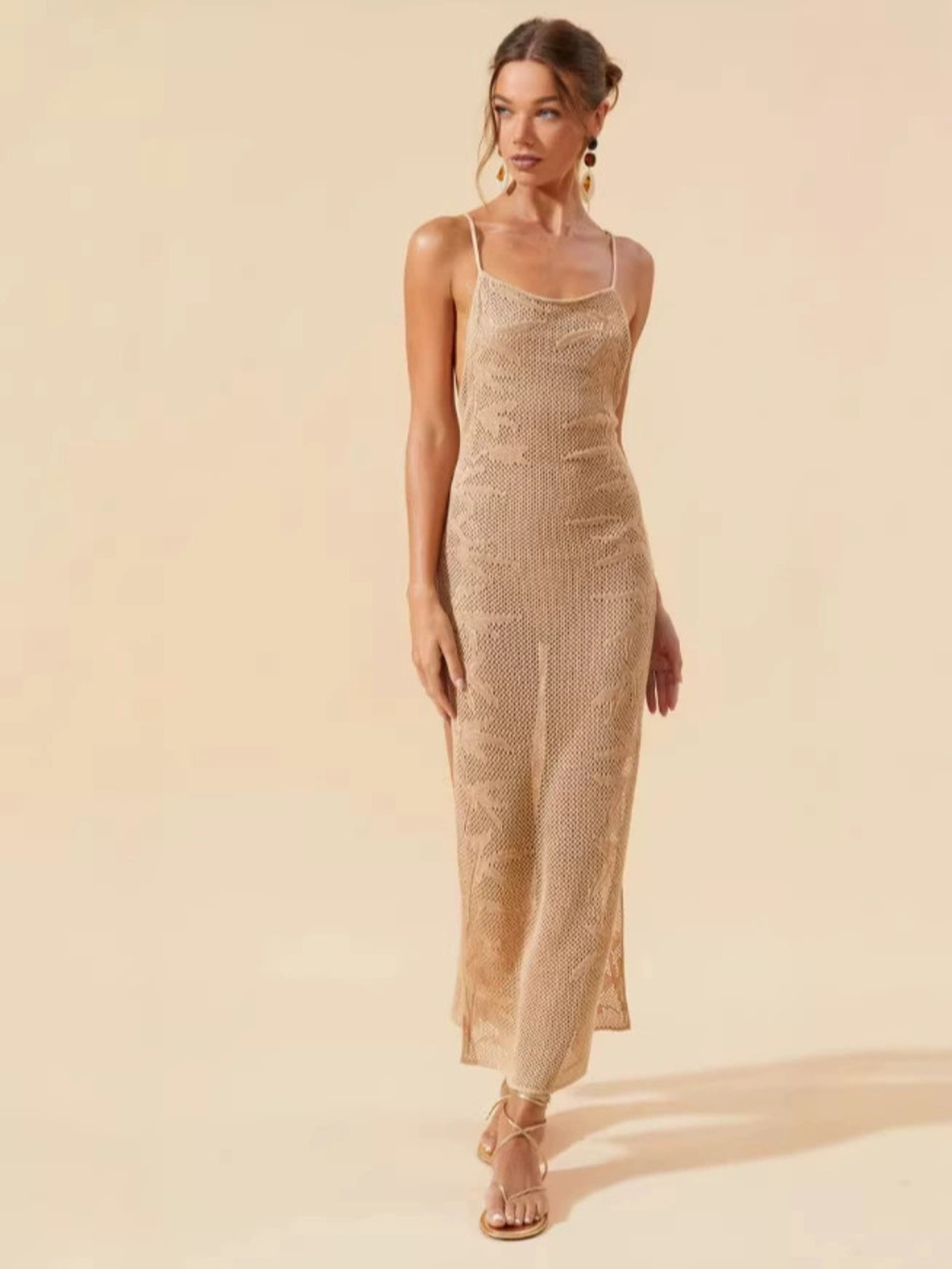 ZARA Summer Sexy Slit Beach Dress Bodycon Cami Dress with Tie